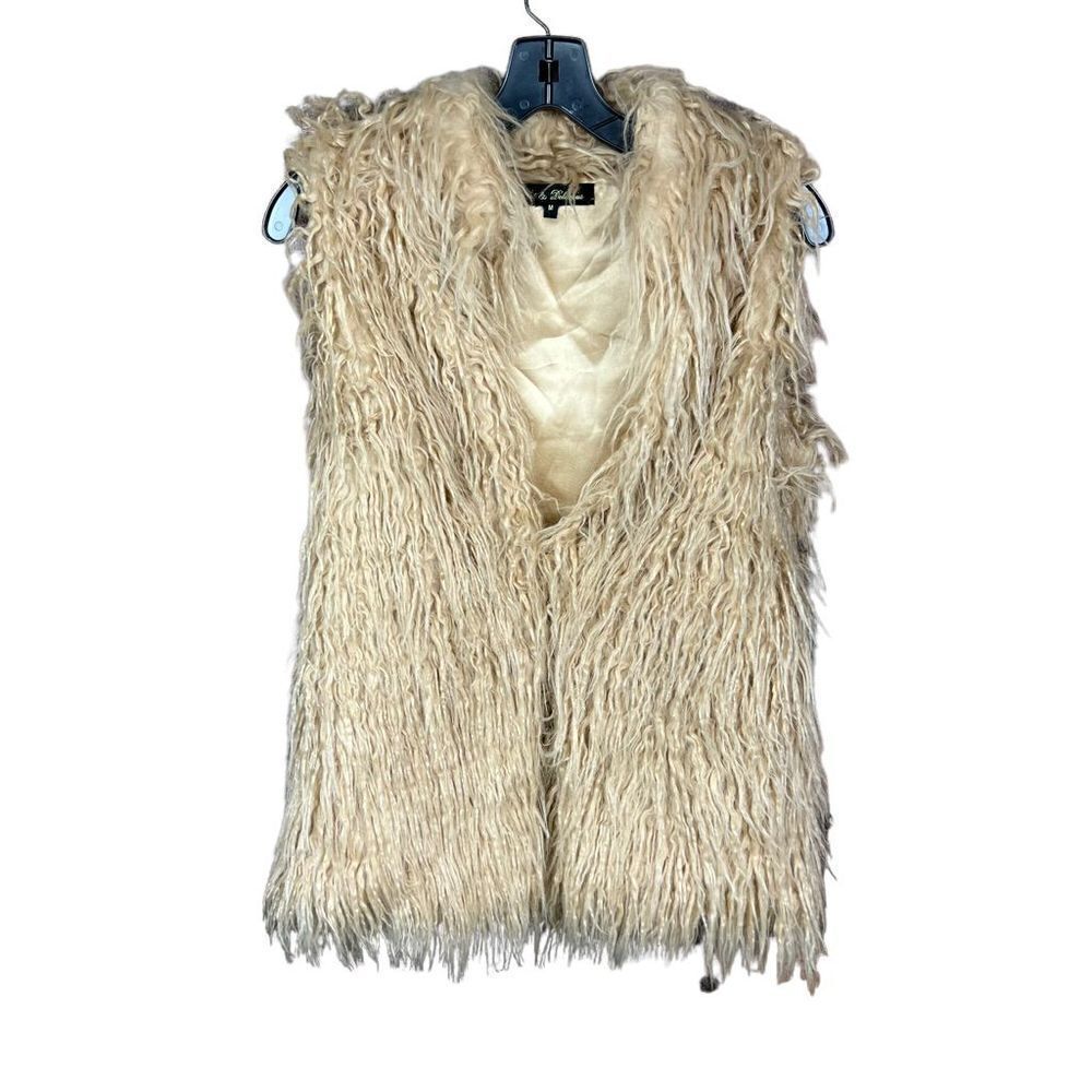 Hot & Delicious Vest Shaggy Faux Fur Tan Cream 1 Clasp Closure Hippie Vibe Size
